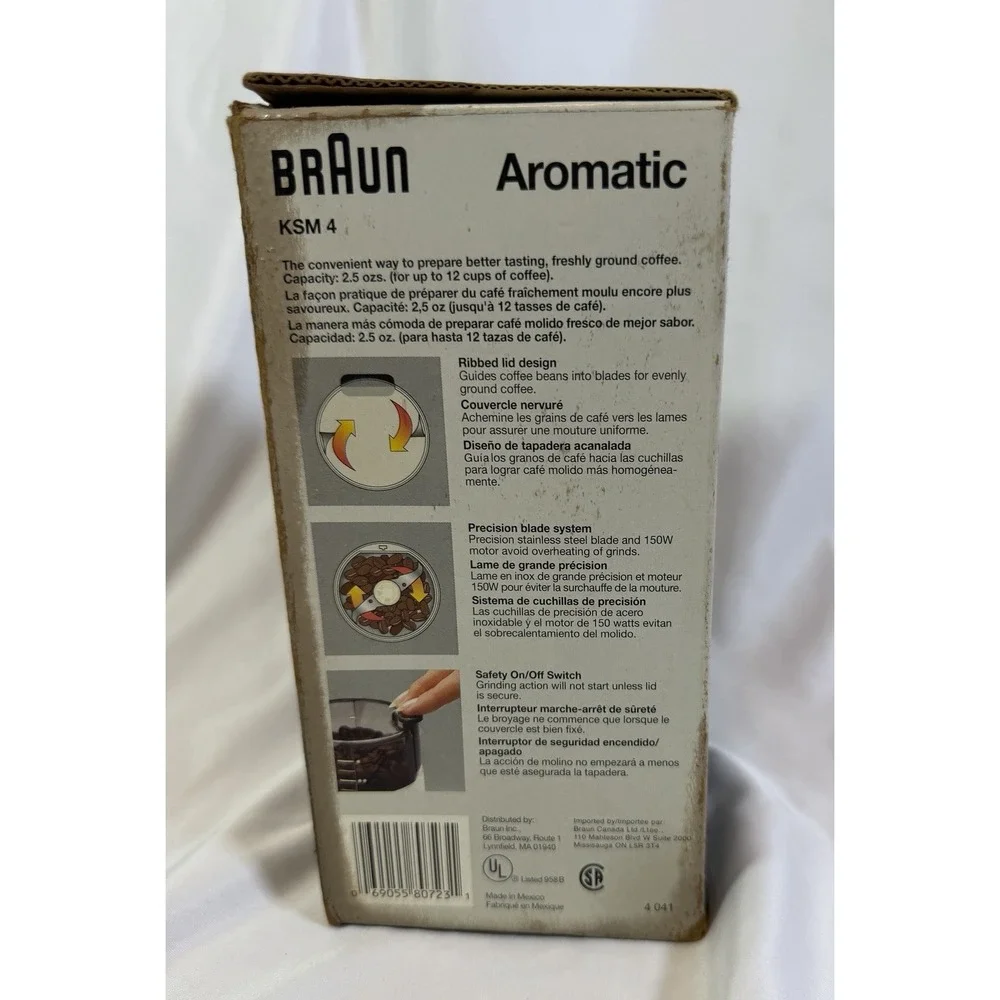 Braun Aromatic KSM4 Coffee Grinder Type 4041 w/ Box & Scoop Tested